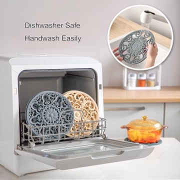 Extra Thick Silicone Trivet Mat for Hot Dishes, Hot Pots and Pans, Pot Holder, Hot Pad to Portect Your Table and Countertop, Kitchen Decor and Accessories,Turquoise,Set of 3