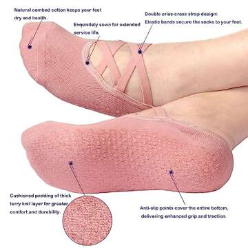 Cooque Non-Skid Yoga Socks for Women - Style & Comfort