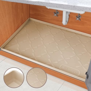 SIKADEER Under Sink Mat for Bathroom Waterproof, 22" x 19" Silicone Under Sink Liner Bathroom Cabine...