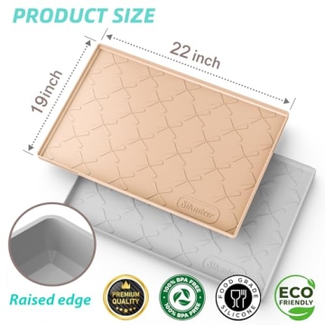 SIKADEER Under Sink Mat for Bathroom Waterproof, 22" x 19" Silicone Under Sink Liner Bathroom Cabinet Shelf Protector Kitchen organizer, Fit 24inch Standard Cabinet Mat Under Sink Organizer Drip Tray