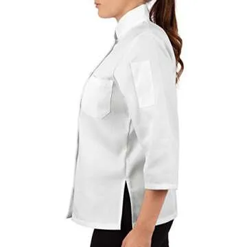 KNG Women's 3/4 Sleeve Chef Coat - Fitted Style for Chefs