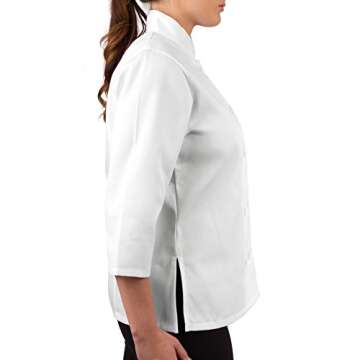 KNG Women's 3/4 Sleeve Chef Coat - Fitted Style for Chefs