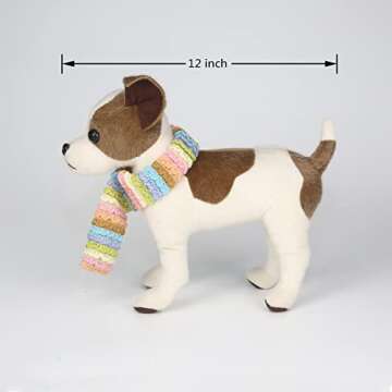 CU-MATE 12" Realistic Jack Russell Terrier Plush - White & Brown Standing Puppy Dog Stuffed Animal G...