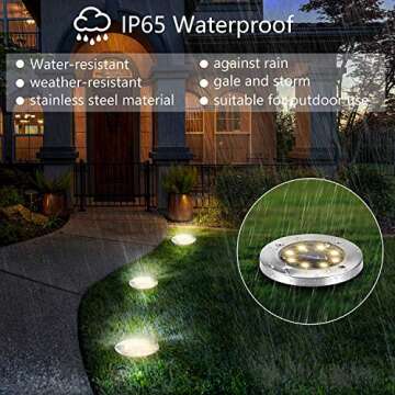 ZGWJ Solar Ground Lights,8 LED Solar Garden Lights Disk Lights Outdoor Waterproof Landscape Lights for Yard Walkway Patio Lawn Driveway Decoration 8 Pack Warm White