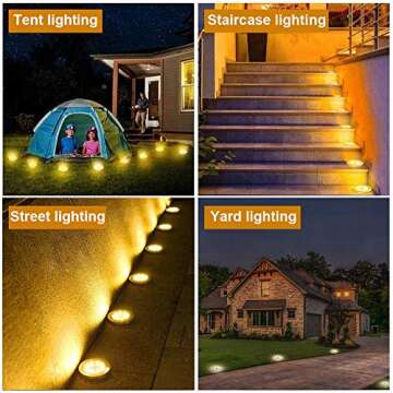 ZGWJ Solar Ground Lights,8 LED Solar Garden Lights Disk Lights Outdoor Waterproof Landscape Lights for Yard Walkway Patio Lawn Driveway Decoration 8 Pack Warm White