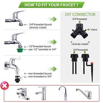 Jeteven 98Ft/30m Drip Irrigation Hydroponics Supplies System, 126pcs Drippers Kit Tubing Accessories DIY Saving Water for Garden Greenhouse, Flower Bed, Patio, Lawn (White)