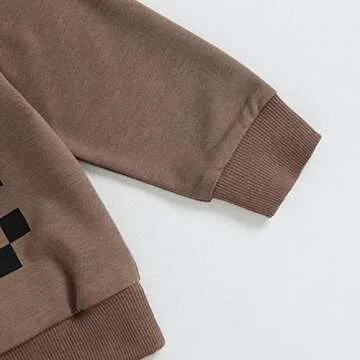 GOOCHEER Infant Toddler Baby Boy Halloween Outfit Clothes Ghost Printed Long Sleeve Sweatshirt Pullover Tops and Pants Set (Khaki, 0-6 Months)