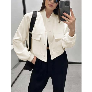 Megfie Women's Cropped Bomber Jacket - Stylish & Versatile