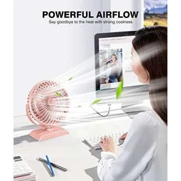 JZCreater USB Desk Fan, USB Fan Mini, 360 Rotation Desktop Fan with 3 Speed, Table Personal Cooling ...