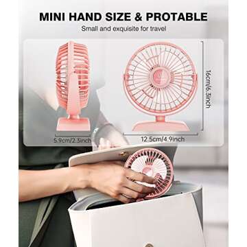 JZCreater USB Desk Fan, USB Fan Mini, 360 Rotation Desktop Fan with 3 Speed, Table Personal Cooling Fan, Quiet Mini Desk Fan, USB Powered, Small Fan for Home Office Bedroom Car Travel, Pink
