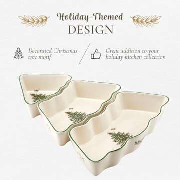 Spode Christmas Tree Dip Bowl Set - Holiday Ceramic Bowls