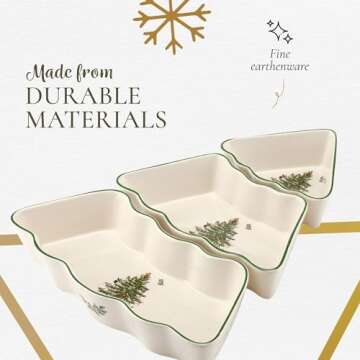 Spode Christmas Tree Dip Bowl Set - Holiday Ceramic Bowls