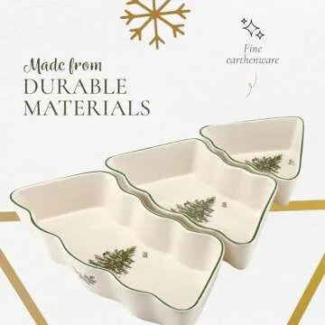 Spode Christmas Tree Dip Bowl Set - Holiday Ceramic Bowls