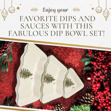 Spode Christmas Tree Dip Bowl Set - Holiday Ceramic Bowls