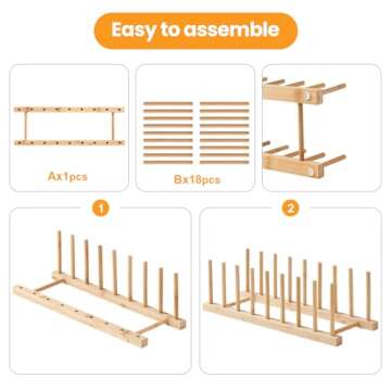 Worthyeah Bamboo Dish Drying Rack-2 PCS Pot Lid Plate Rack Organizer Holder for Cabinet-Cutting Board Organizer for Dish, Pot Lid, Bowl, Cup, Cutting Board