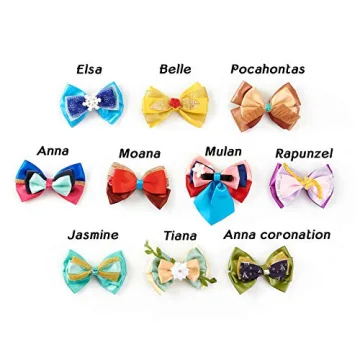 10pcs Princess Character Hair Bows Clips for Girls Women