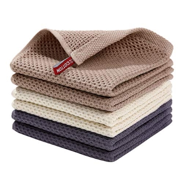 Homaxy Cotton Kitchen Dish Cloths 6-Pack 12x12 Inches
