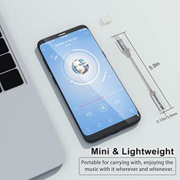 AuxLink USB C to 3.5mm Audio Adapter, USB Type C Headphone Adapter, USB C to 3.5mm Female Adapter Nylon Braided Cable Hi-Fi DAC Chip for Samsung Galaxy S21 S20 S10, Pixel 4 3 XL, iPad Pro and More