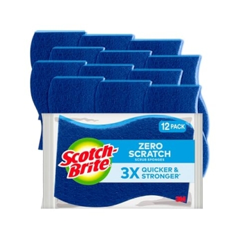 Scotch-Brite Zero Scratch Scrub Sponges, 12 Kitchen Sponges for Washing Dishes and Cleaning the Kitc...