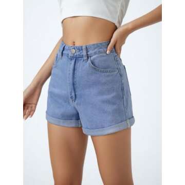 Stylish High Waisted Denim Shorts for Women - Vintage Design