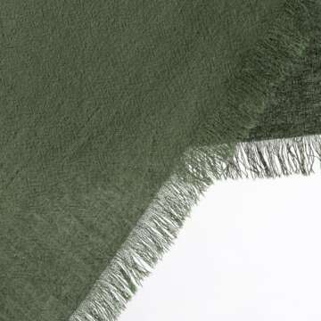 DeZerlor 12 Pack Olive Green Cotton Linen Napkins with Fringe Spring Cloth Napkins Set of 12 Boho Easter Green Napkins for Wedding Bridal Baby Shower Tea Party St Patrick's Day, 17 x 17 Inches