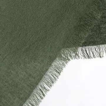 DeZerlor 12 Pack Olive Green Cotton Linen Napkins with Fringe Spring Cloth Napkins Set of 12 Boho Easter Green Napkins for Wedding Bridal Baby Shower Tea Party St Patrick's Day, 17 x 17 Inches