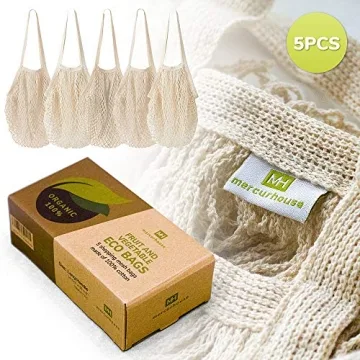Eco-friendly MercurHouse 5 Pack Cotton String Bags