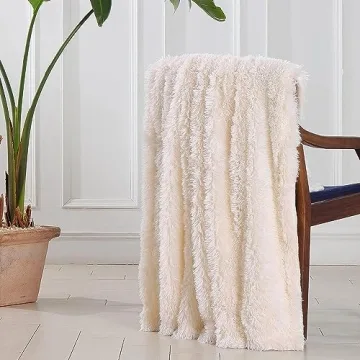 Tuddrom Decorative Faux Fur Throw Blanket Cozy Luxury