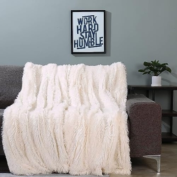 Tuddrom Decorative Faux Fur Throw Blanket Cozy Luxury