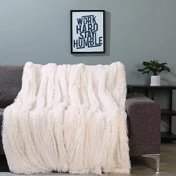 Tuddrom Decorative Faux Fur Throw Blanket Cozy Luxury