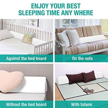 Vekkia Queen Size Bed Wedge Pillow for Headboard Gap/Long Bed Wedge Gap Filler/Mattress Wedge Gap Filler Fill 0-6" Gap Between Headboard and Mattress