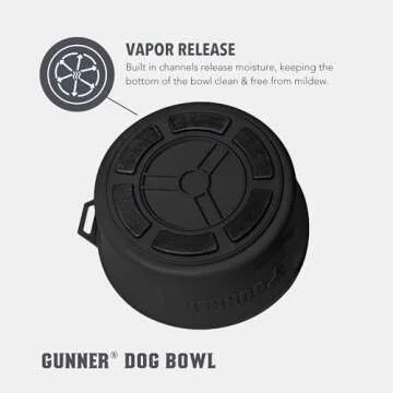 GUNNER Dog Bowl with Spill-Proof Travel Lid- K9 Companion Food & Water Bowl, Lightweight Rust-Proof & Shock Resistant Stackable Bowl, Leak Resistant Nesting Lid, (Black)