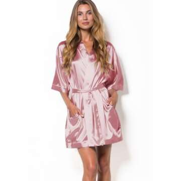 Turquaz Women's Bride Bridesmaids Robe - Luxurious Satin Kimono for Weddings
