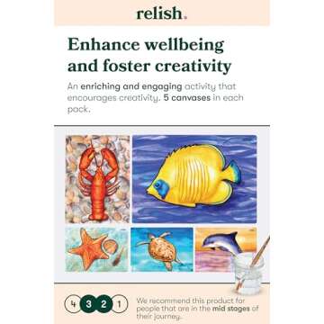 Relish - Aquapaints Activities for Seniors - Pack of 5 Reusable Water Painting Toys, Ocean Life, Calming Products & Gifts for Elderly