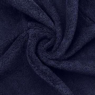 Monogrammed Hand Towel, Personalized Gift, Set of 2- White Block Letter Embroidered Towel - Extra Absorbent 100% Turkish Cotton - Soft Terry Finish - Initial H Navy