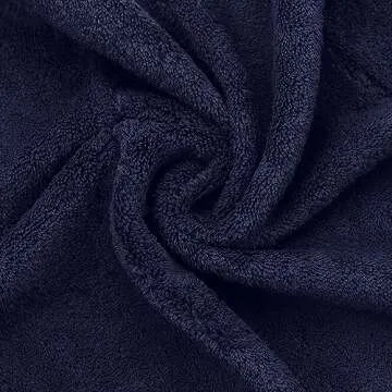 Monogrammed Hand Towel, Personalized Gift, Set of 2- White Block Letter Embroidered Towel - Extra Absorbent 100% Turkish Cotton - Soft Terry Finish - Initial H Navy