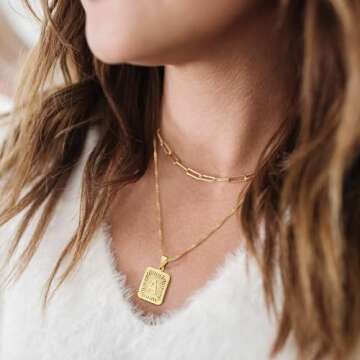 JSJOY Layered Necklaces for Women Gold Initial Necklaces Monogram Letter D Necklace Gold Paperclip C...
