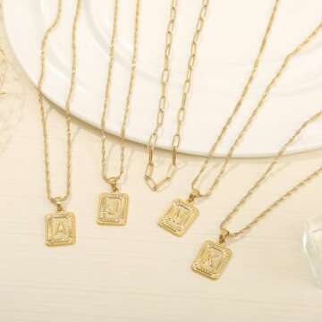 JSJOY Layered Necklaces for Women Gold Initial Necklaces Monogram Letter D Necklace Gold Paperclip Chain Necklace for Women