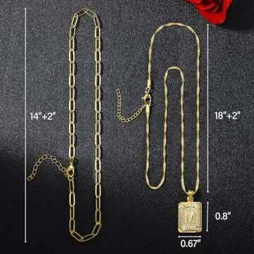 JSJOY Layered Necklaces for Women Gold Initial Necklaces Monogram Letter D Necklace Gold Paperclip Chain Necklace for Women
