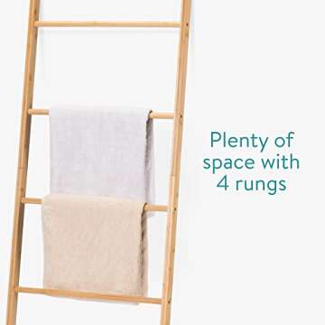 Navaris Bamboo Towel Ladder - Stylish 4-Tier Rack