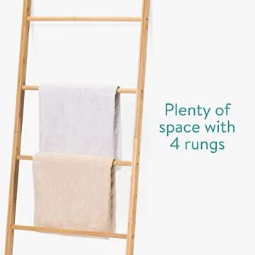 Navaris Bamboo Towel Ladder - Stylish 4-Tier Rack