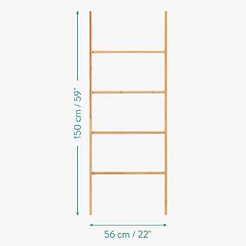 Navaris Bamboo Towel Ladder - Stylish 4-Tier Rack