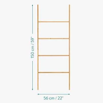 Navaris Bamboo Towel Ladder - Stylish 4-Tier Rack