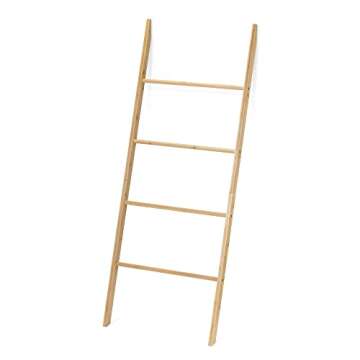 Navaris Bamboo Towel Ladder - Stylish 4-Tier Rack
