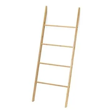 Navaris Bamboo Towel Ladder - Stylish 4-Tier Rack