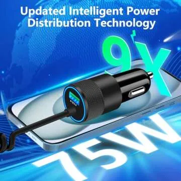 Braveridge 75W USB-C Car Charger with Coiled Cable