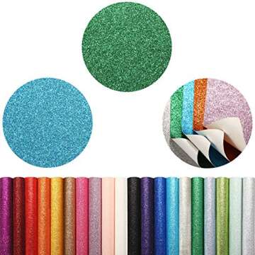 WILLBOND 20 Pieces Shiny Glitter Faux Leather Sheets PU Faux Leather Fabric Sheet for DIY Crafts Wedding Sewing Making Earrings Crafts Hair Bows Clips Decoration Favors, 8.3 x 11.8 Inches