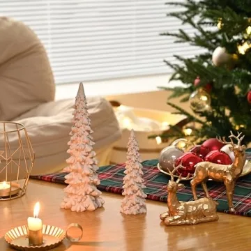 AOMOONOA White Tabletop Christmas Tree Set for Vintage Decor