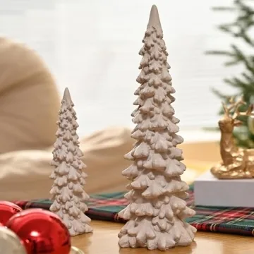 AOMOONOA White Tabletop Christmas Tree Set for Vintage Decor
