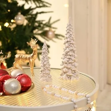 AOMOONOA White Tabletop Christmas Tree Set for Vintage Decor